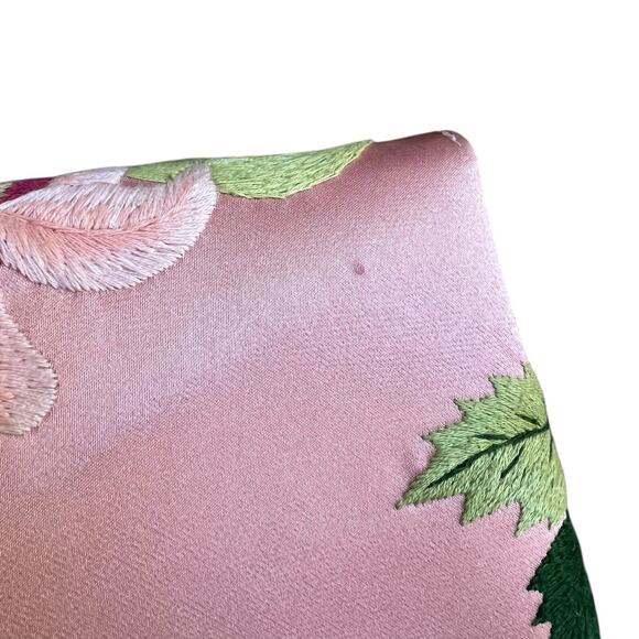 Women's Dolce Vita Pink Satin Embroidered Floral Flap Clutch Wedding Cocktail - Picture 4 of 12